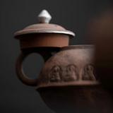 Enlightenment Old Rock Mud Teapot - Handmade Gongfu Cha Silvered Vintage Pot - 120cc