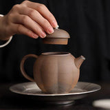 Enlightenment Old Rock Mud Teapot - Handmade Gongfu Cha Silvered Vintage Pot - 150cc