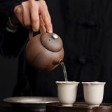 Enlightenment Old Rock Mud Teapot - Handmade Gongfu Cha Silvered Vintage Pot - 150cc