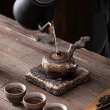 Heart Sutra Tea Tray - Handmade Coarse Pottery Terracotta Drainage Gongfu Tea Tray