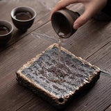 Heart Sutra Tea Tray - Handmade Coarse Pottery Terracotta Drainage Gongfu Tea Tray