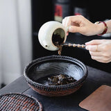 Gong Fu Cha Handmade Woven Bamboo Zen Tea Mini Tray - Tea Ceremony Teapot Holder