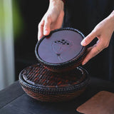 Gong Fu Cha Handmade Woven Bamboo Zen Tea Mini Tray - Tea Ceremony Teapot Holder