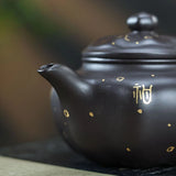8 Faces Yixing Heini Black Clay Teapot - Handmade 8-Sided Black Mud Pot