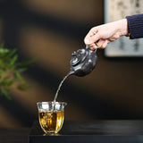 8 Faces Yixing Heini Black Clay Teapot - Handmade 8-Sided Black Mud Pot