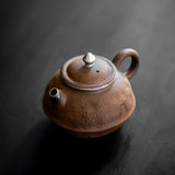 Enlightenment Old Rock Mud Teapot - Handmade Gongfu Cha Silvered Vintage Pot - 120cc