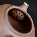 Enlightenment Old Rock Mud Teapot - Handmade Gongfu Cha Silvered Vintage Pot - 120cc