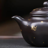 8 Faces Yixing Heini Black Clay Teapot - Handmade 8-Sided Black Mud Pot