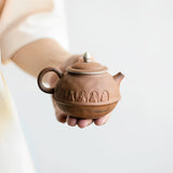 Enlightenment Old Rock Mud Teapot - Handmade Gongfu Cha Silvered Vintage Pot - 120cc