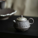 Enlightenment Old Rock Mud Teapot - Handmade Gongfu Cha Silvered Vintage Pot - 120cc