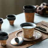 Wabi-Sabi Coarse Pottery Gongfu Cha Set - 6-Pieces Set