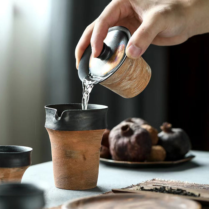 Wabi-Sabi Coarse Pottery Gongfu Cha Set - 6-Pieces Set