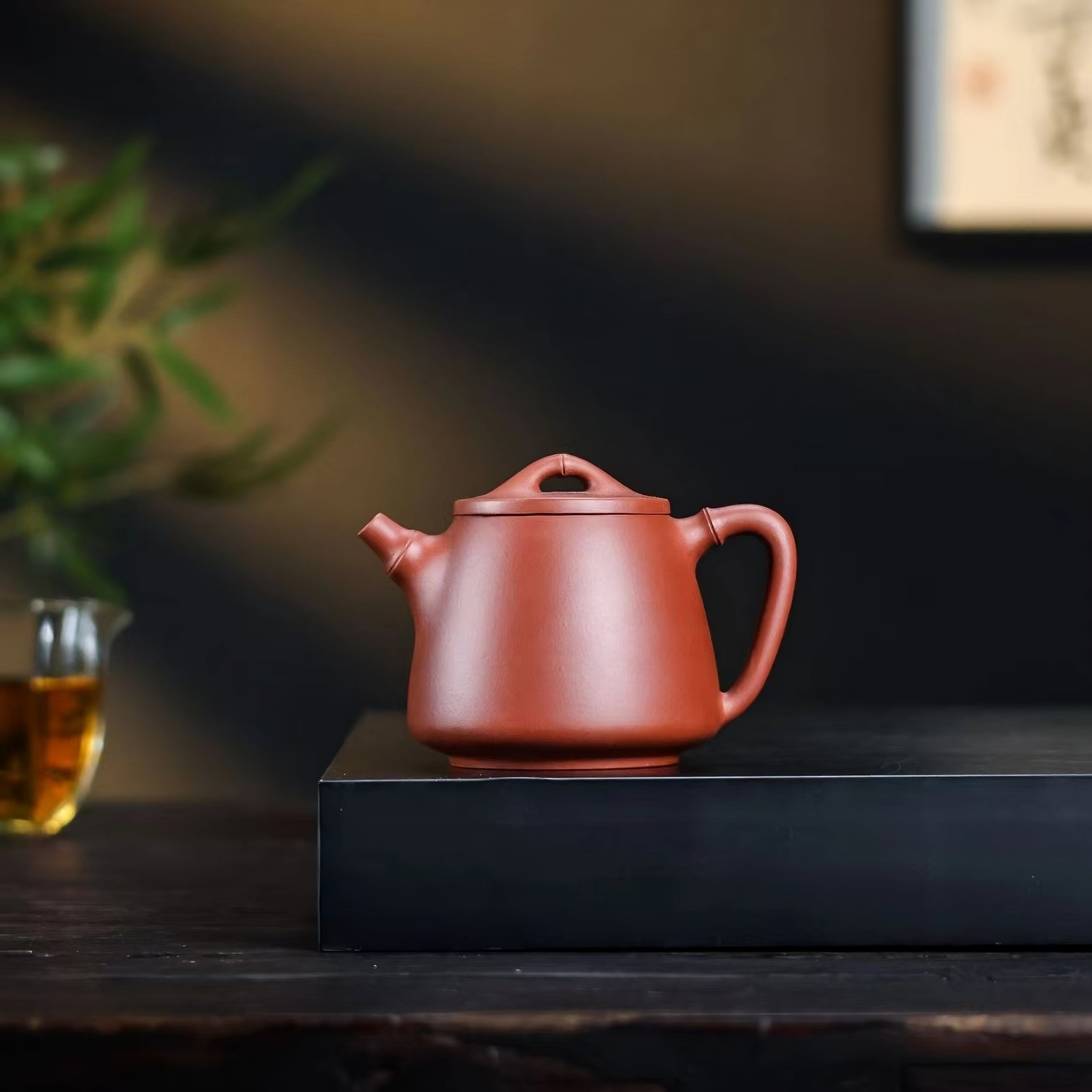 Bamboo Stems Yixing Zisha Purple Clay Pot - Tall Shi Piao 250cc