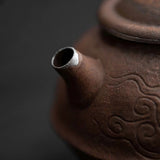 Enlightenment Old Rock Mud Teapot - Handmade Gongfu Cha Silvered Vintage Pot - 120cc