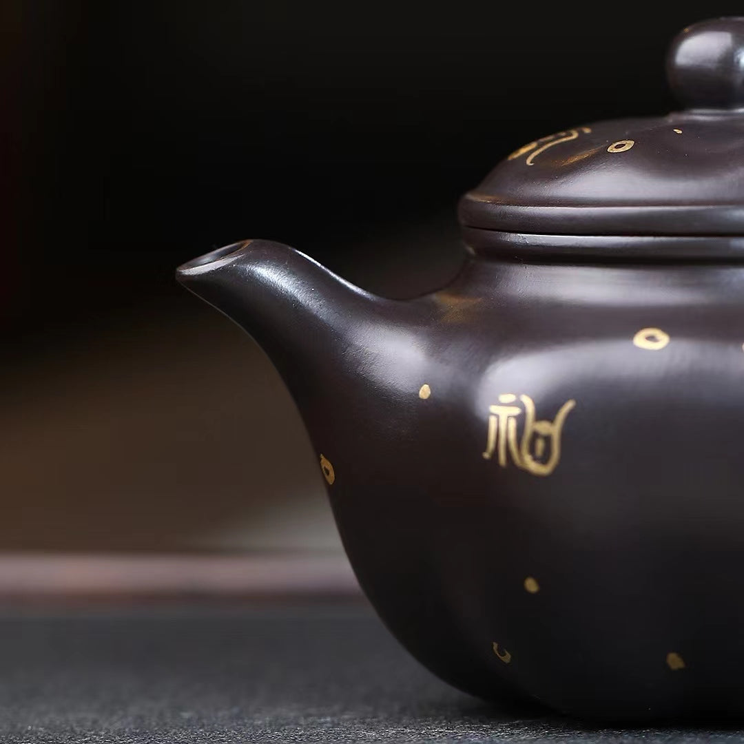 Yixing Purple Clay Teapot Handmade Bamboo Xishi Teapot Filter