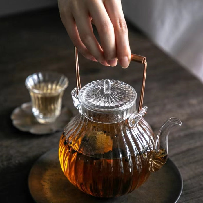 Heat-Resistant Japanese Hammered Glass Tea Pot with Electric
