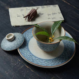 Sea Waves Gaiwan - Jingdezhen Handmade Qinghua Porcelain