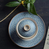 Sea Waves Gaiwan - Jingdezhen Handmade Qinghua Porcelain