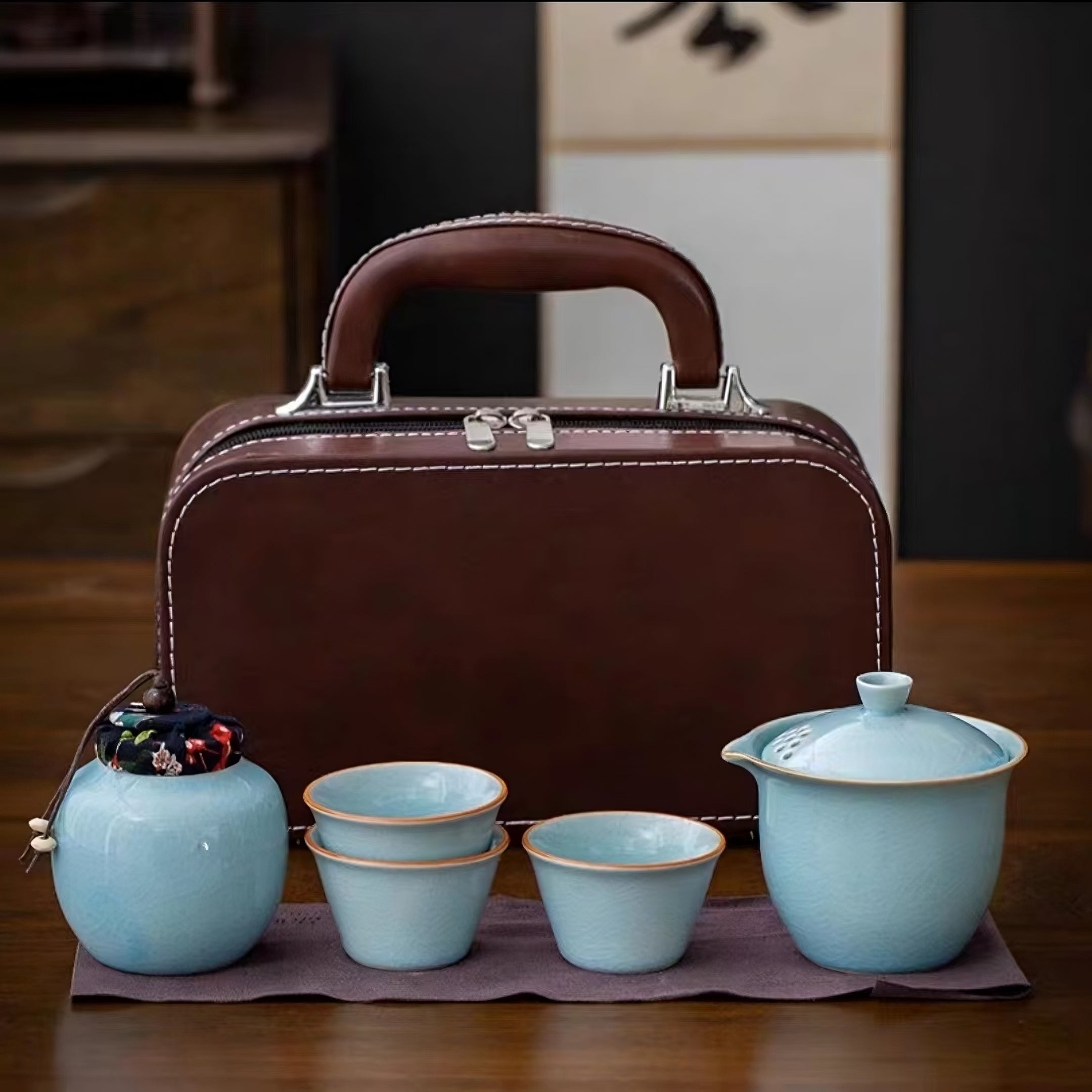 Travel Tea Portable Set - Porcelain Tea Set in 4 colours – amoyteas