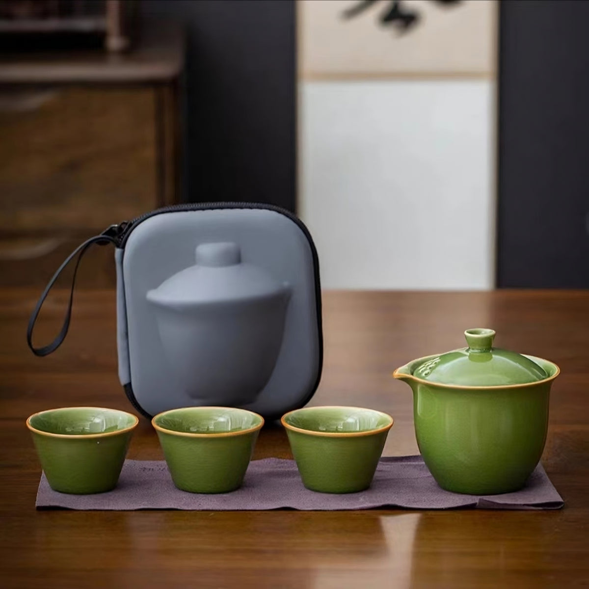 Travel Tea Portable Set - Porcelain Tea Set in 4 colours – amoyteas